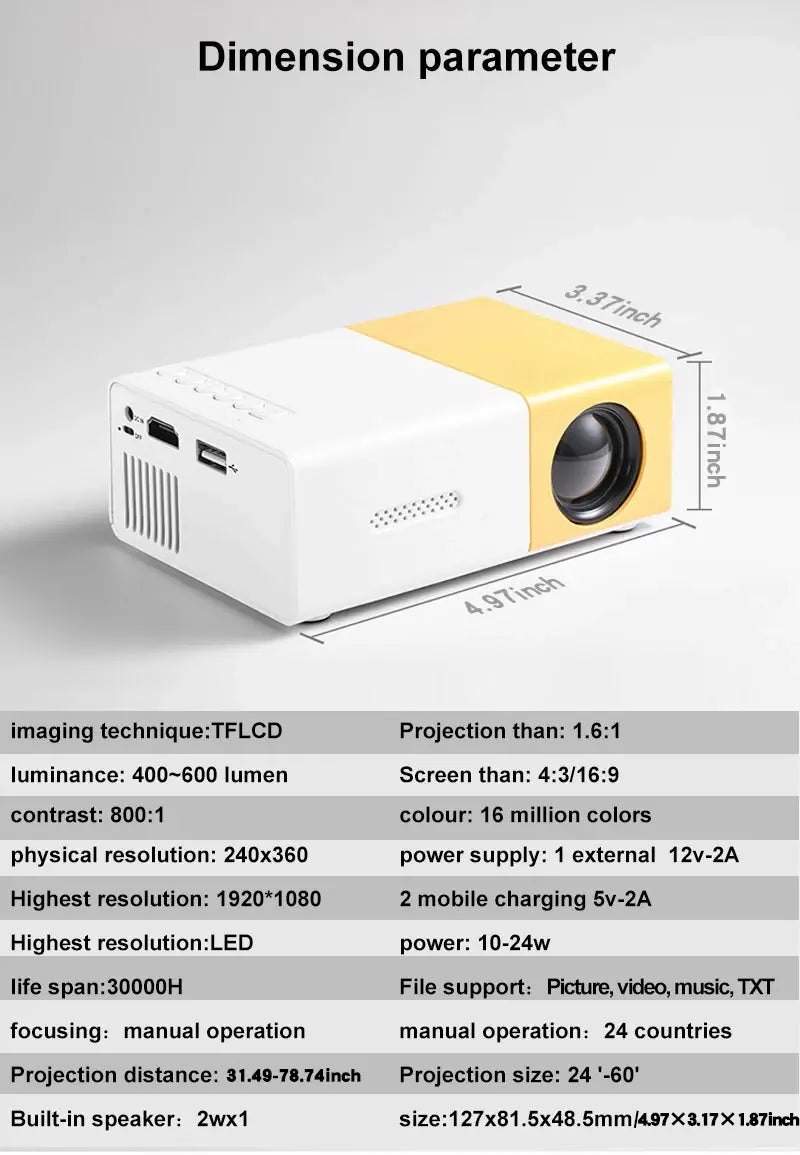 Mobile Projector Home Cinema Experience.. LED Outdoor Projector