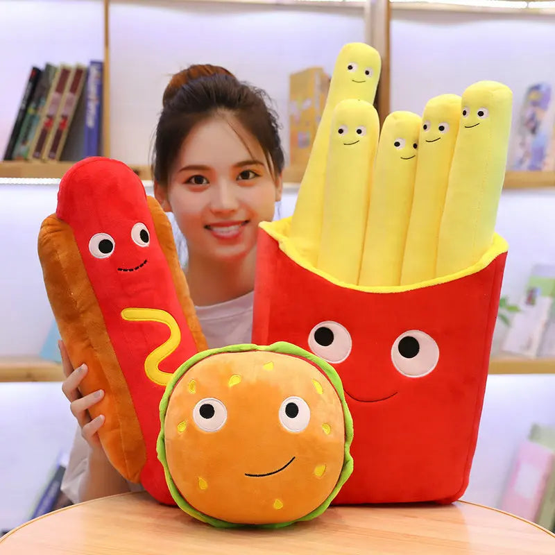 Simulation Hamburger Plush Toys Soft Food Sausage Popcorn Ice Cream Doll Pillow Girls Sofa Cushion Stuffed Birthday Gifts