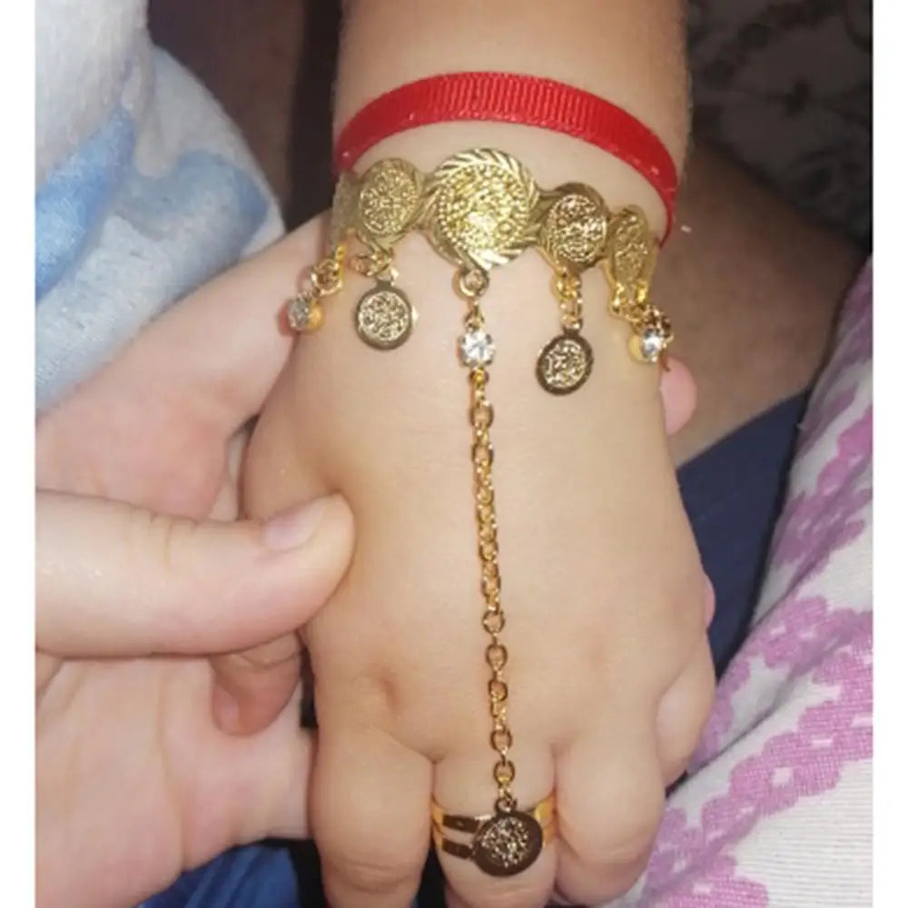 Wando Free Size Kids/Baby/Girls Coin Bracelet Bangles  Baby Islam Muslim Arab Coins Money bracelet Child holiday Hallowee gift