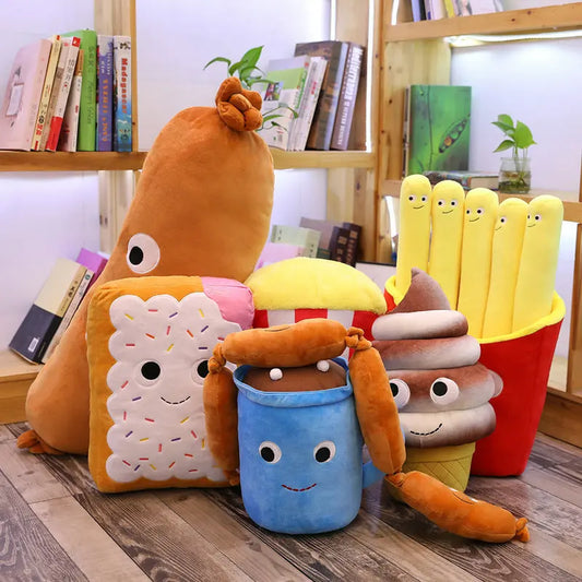 Simulation Hamburger Plush Toys Soft Food Sausage Popcorn Ice Cream Doll Pillow Girls Sofa Cushion Stuffed Birthday Gifts