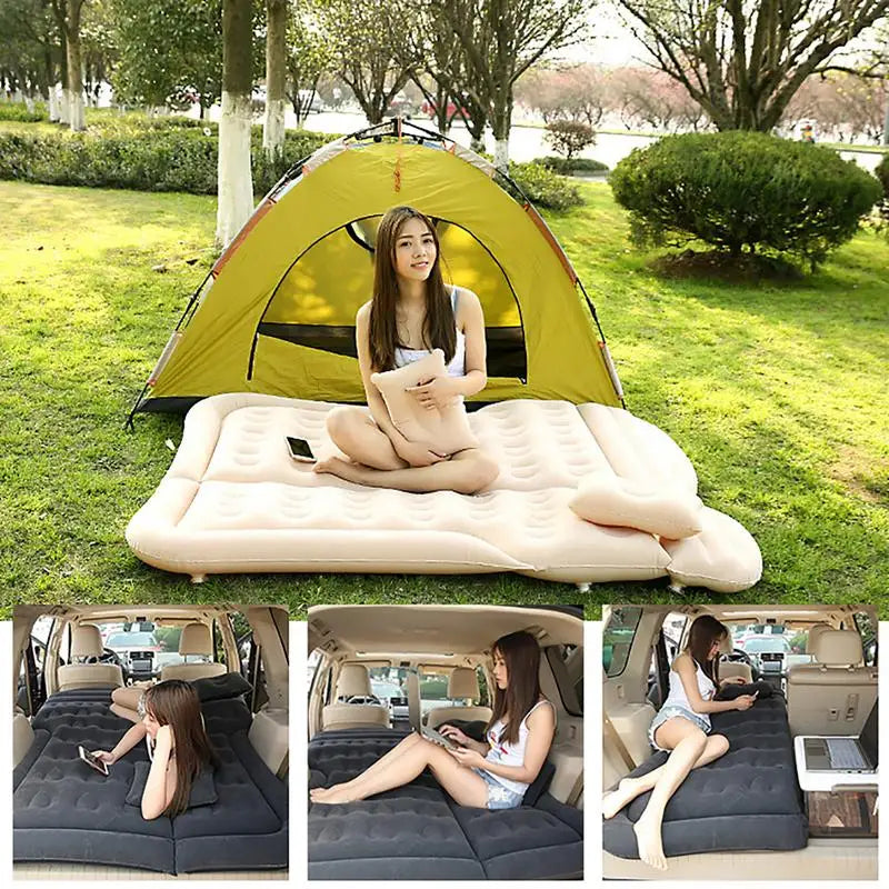 Camping Mattress For Car Sleeping Bed Travel Inflatable Mattress Air Bed For Car Universal SUV Extended With Two Air Pillows