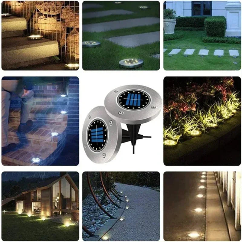 1/4PCS Outdoor LED Solar Powered Ground Lights Solar Path Deck Lights Garden Waterproof Decor Lawn Lamp For Yard Pathway Patio