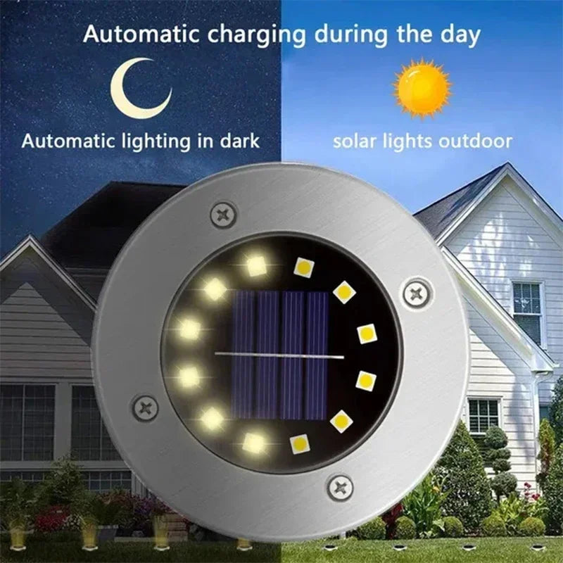 1/4PCS Outdoor LED Solar Powered Ground Lights Solar Path Deck Lights Garden Waterproof Decor Lawn Lamp For Yard Pathway Patio