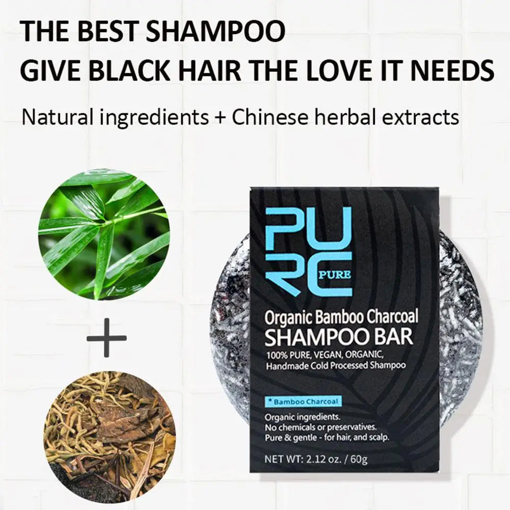 Bamboo Charcoal Clean Detox Shampoo Soap Bar Repair Scalp Nourishing Treatment 60g White Gray Hair Hair Dye Color Treatment M9i3