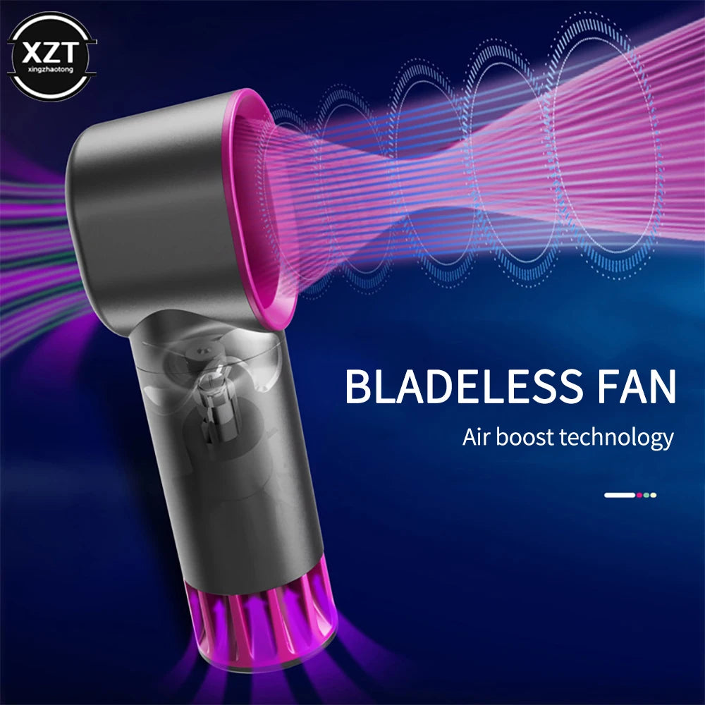 Portable USB Rechargeable Fan Handheld Mini Fan Small Air Cooler Handheld Bladeless Fan Home Dorm Office Fan