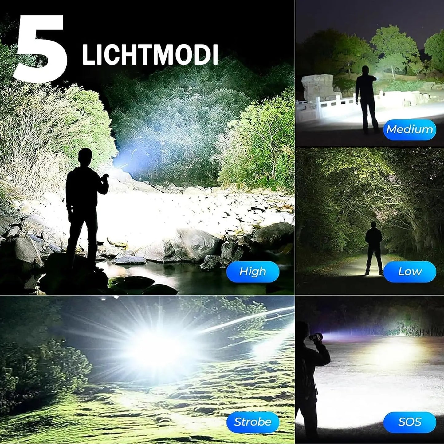 Powerful LED Flashlight Super Bright Rechargeable Portable Ultra Power Torch lamp Outdoor Emergency Camping Lantern