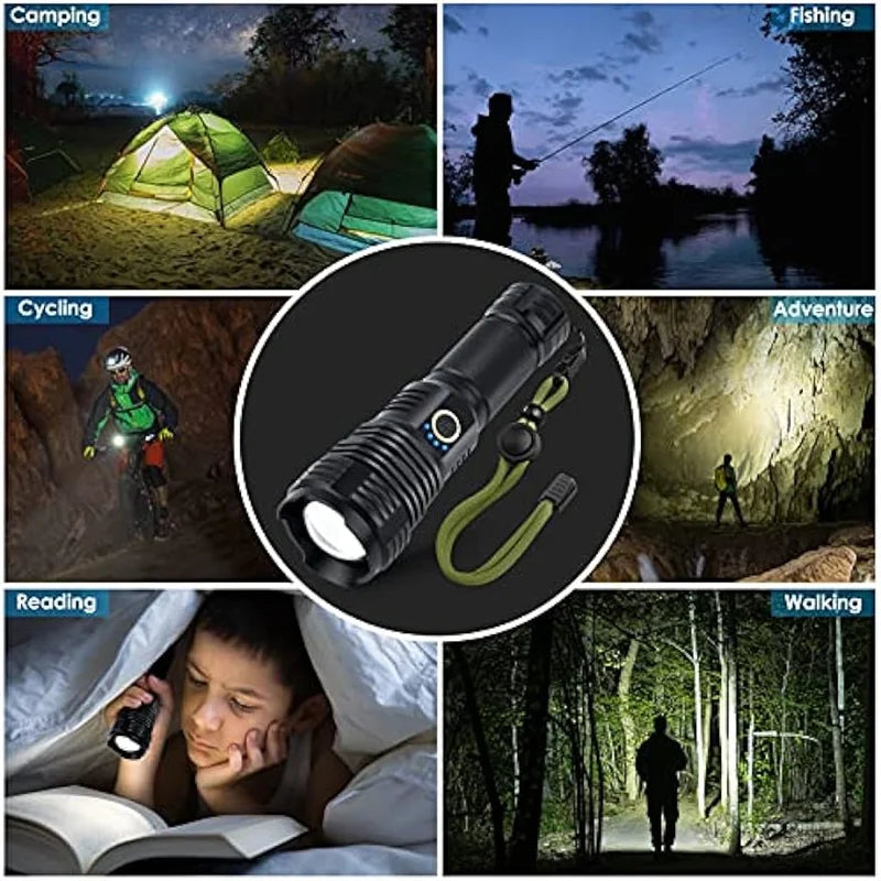 High Power Led Flashlights Long Shot Zoom Super Bright Flashlight Led USB Rechargeable Very Strong Led Flashlight For Camping