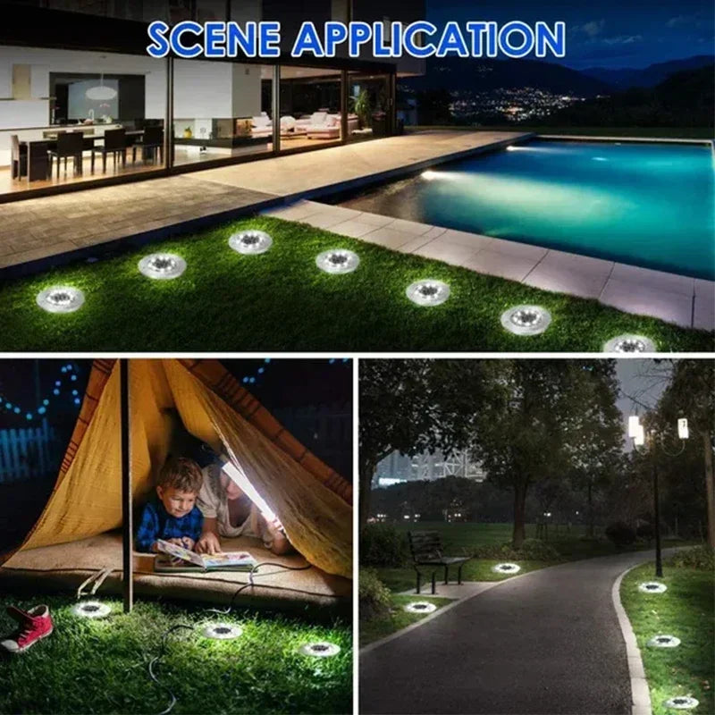 1/4PCS Outdoor LED Solar Powered Ground Lights Solar Path Deck Lights Garden Waterproof Decor Lawn Lamp For Yard Pathway Patio