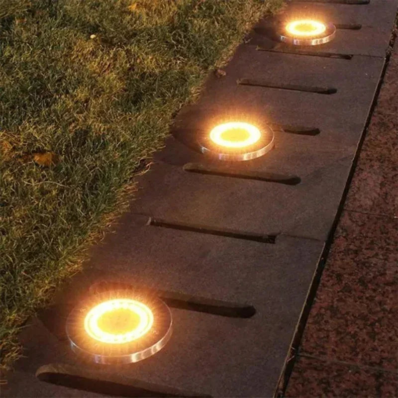 1/4PCS Outdoor LED Solar Powered Ground Lights Solar Path Deck Lights Garden Waterproof Decor Lawn Lamp For Yard Pathway Patio