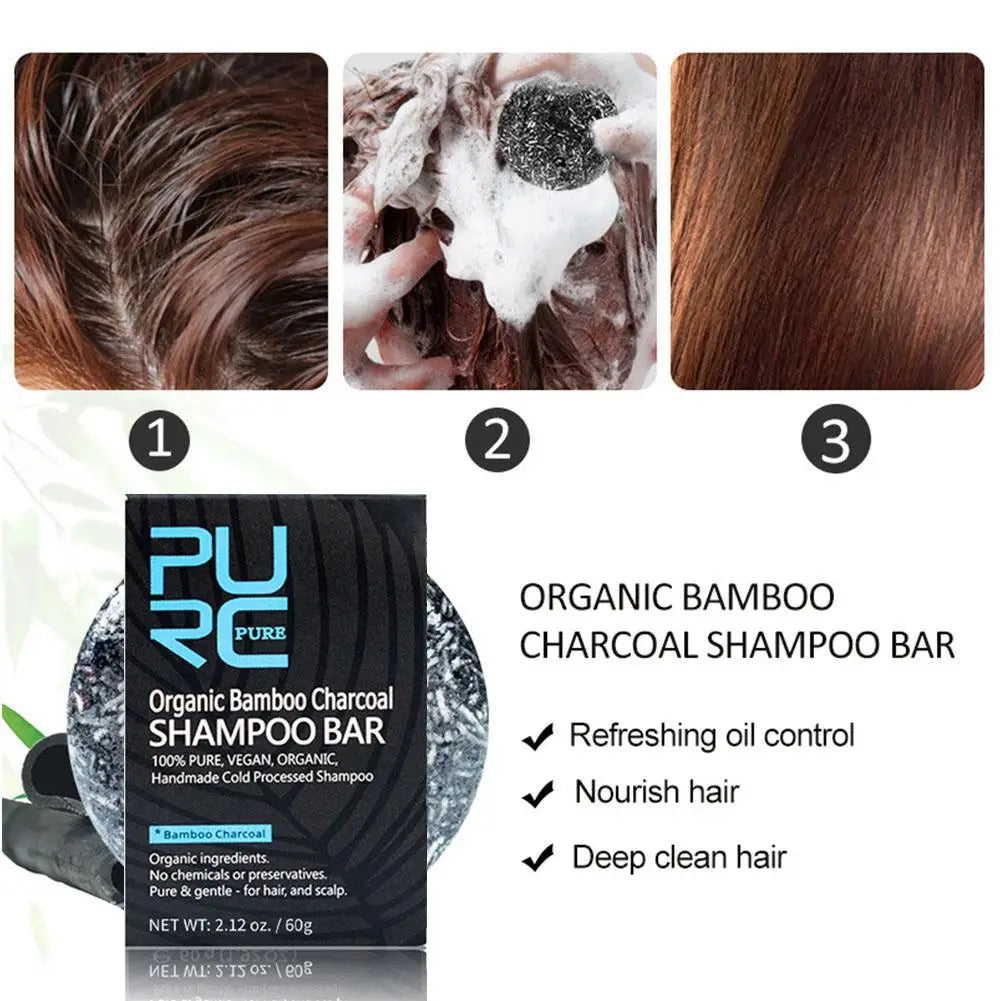 Bamboo Charcoal Clean Detox Shampoo Soap Bar Repair Scalp Nourishing Treatment 60g White Gray Hair Hair Dye Color Treatment M9i3