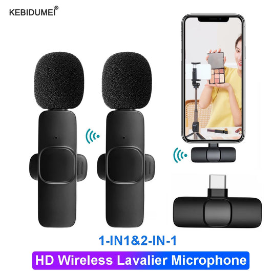 Wireless Lavalier Microphone Noise Cancelling Audio Video Recording Mini Mic for iPhone Android Xiaomi Live Broadcast Game Mic