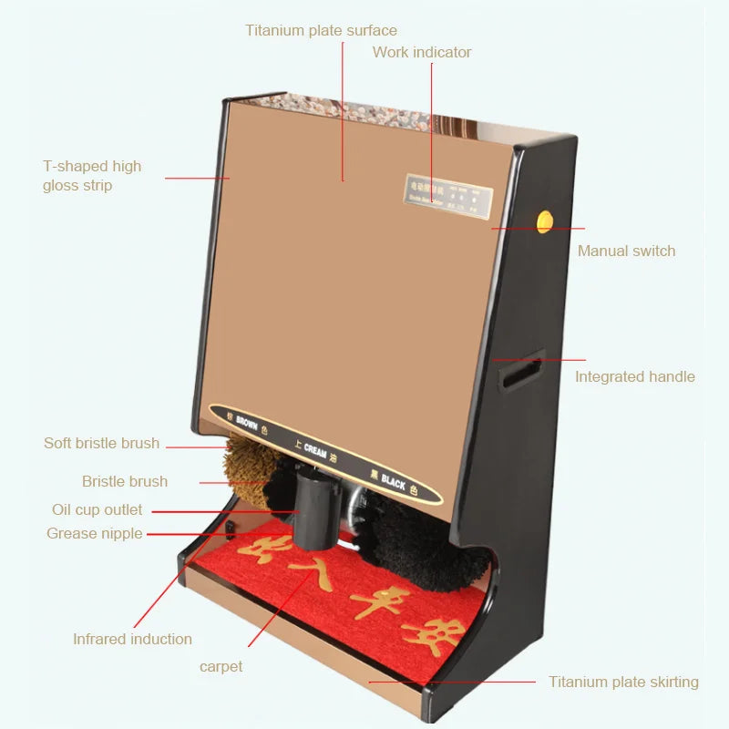 Sole cleaning machine entrance shoe brush fully automatic dust-free workshop cleaning and disinfection intelligent shoepolishing