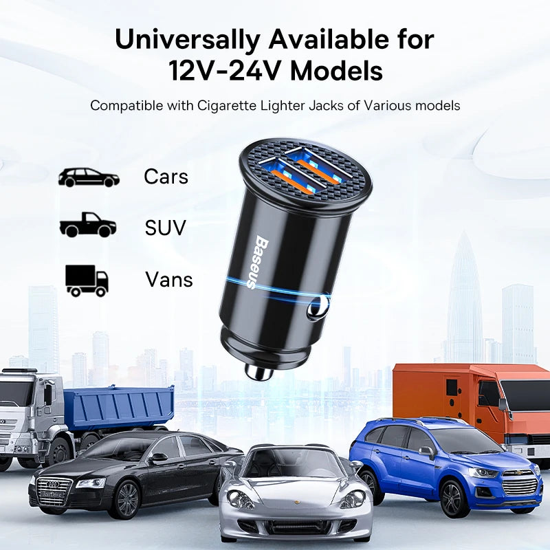 30W USB Car Charger Quick Charger For Xiaomi iPhone 15 14 Pro Max Fast Charging Car Phone Charger