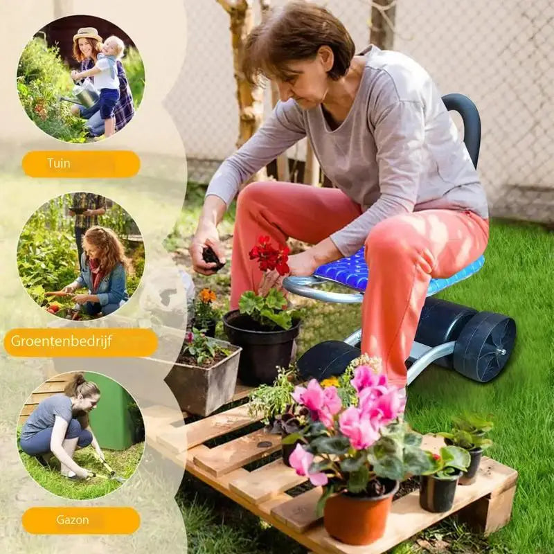 Garden Cart Rolling Stool Planting Picking Stool Garden Cart Rolling Work Seat Garden Cart Stool Moving Work Chair  for Outdoor