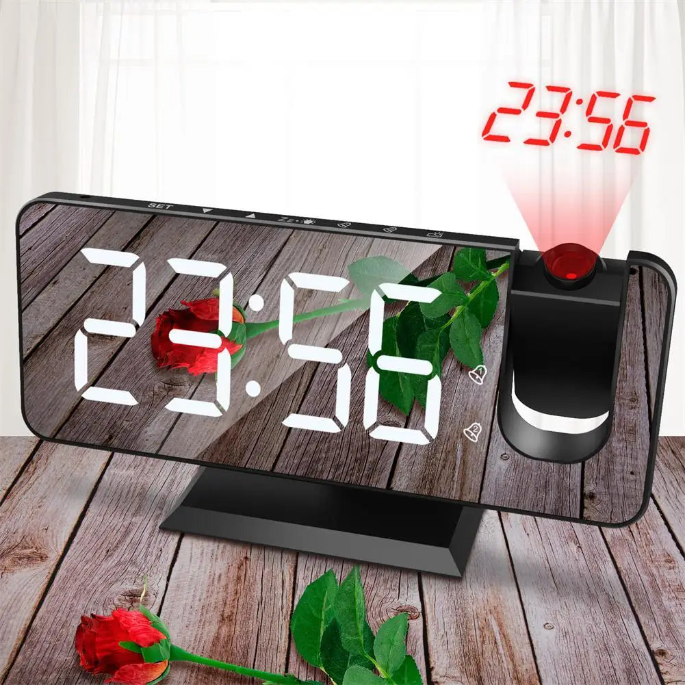 7.4 Inch Led Digital Projector Snooze Clock Acrylic Mirror Double Alarm