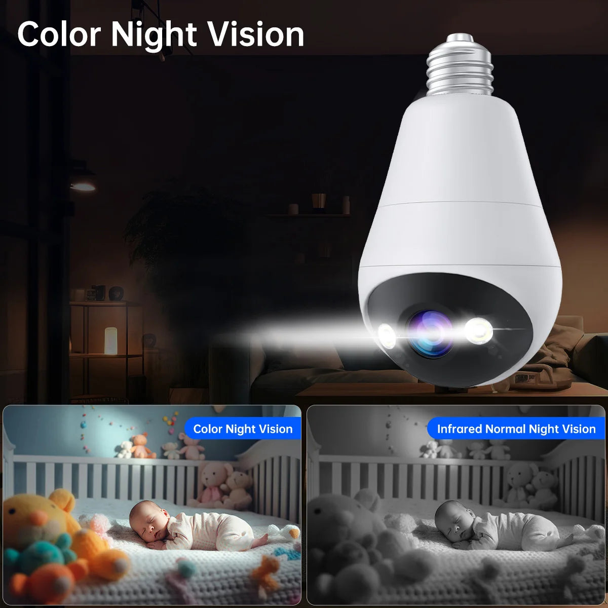 JOOAN 2K 3MP E27 Bulb Camera WiFi Indoor Video Surveillance Home Security Monitor Full Color Night Vision Auto Tracking