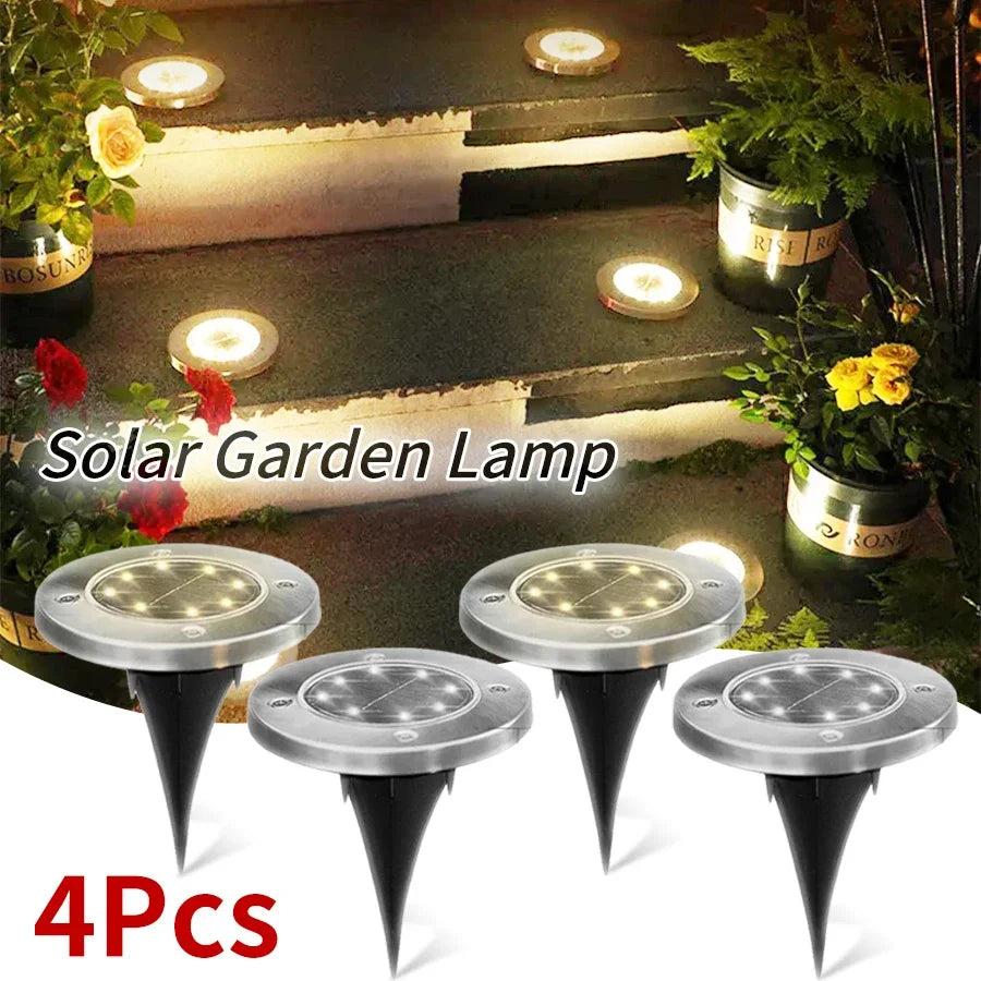 1/4PCS Outdoor LED Solar Powered Ground Lights Solar Path Deck Lights Garden Waterproof Decor Lawn Lamp For Yard Pathway Patio