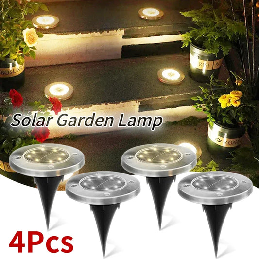 1/4PCS Outdoor LED Solar Powered Ground Lights Solar Path Deck Lights Garden Waterproof Decor Lawn Lamp For Yard Pathway Patio