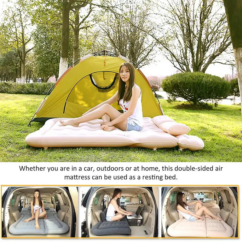 Camping Mattress For Car Sleeping Bed Travel Inflatable Mattress Air Bed For Car Universal SUV Extended With Two Air Pillows