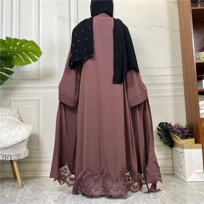 New Muslim Abaya Turkey Dresses For Women Islam With Lace Embroidery Design Robe Moroccan Wedding Caftan Islamic Clothes Ramadan