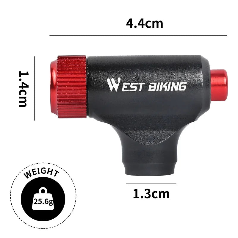 WEST BIKING Mini CO2 Pump Portable Bicycle Tire Inflator For Schrader Presta Adapter MTB Road Bike Aluminum Alloy Automatic Pump