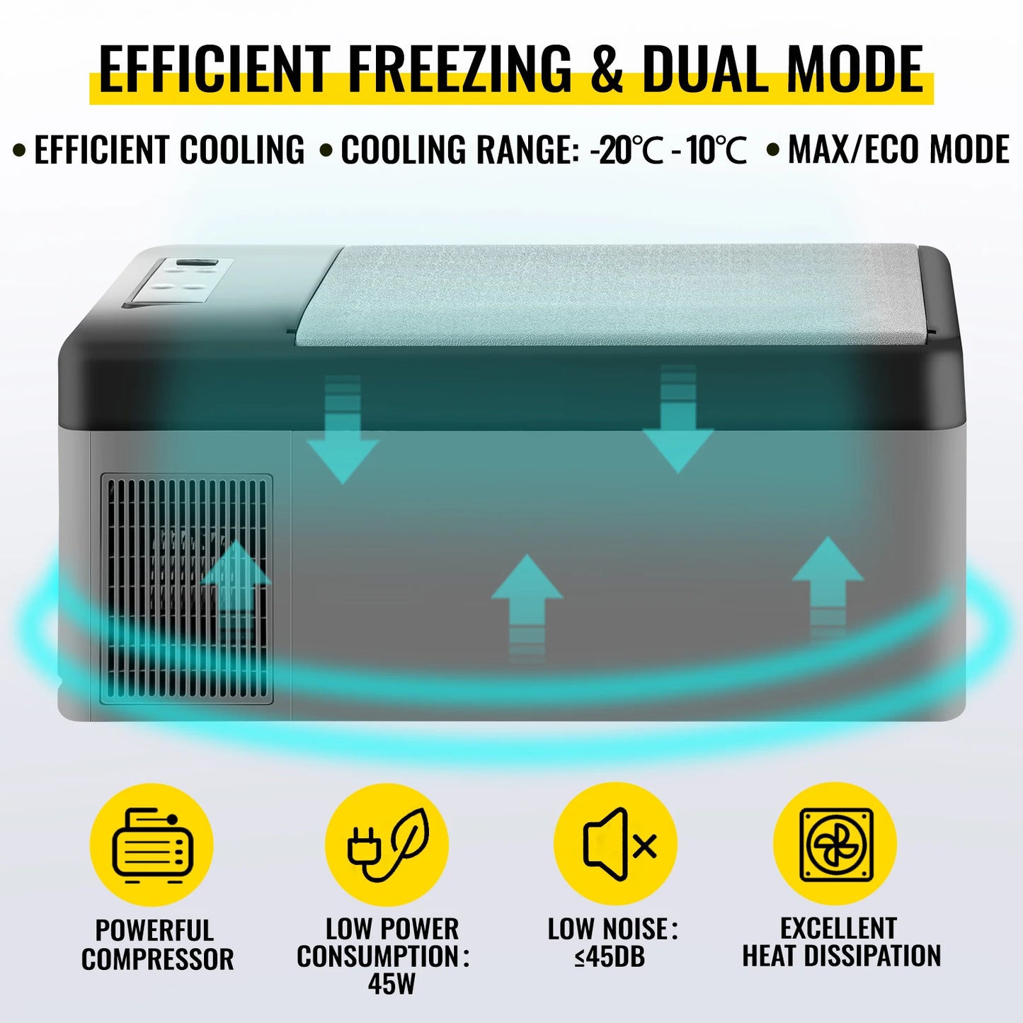 VEVOR 15L 95L Car Refrigerator Portable Fridge Freezer 12/24V DC 110-240 AC for Home  Outdoors RV Boat Camping Traveling Use