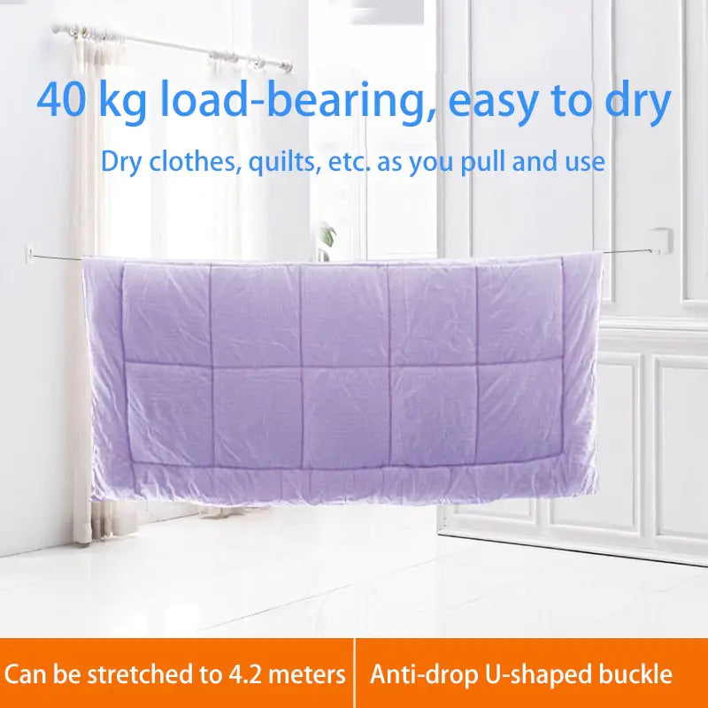 Punch-Free Retractable Clothesline Hotel Wall Hanging Clothes 4.2Meter