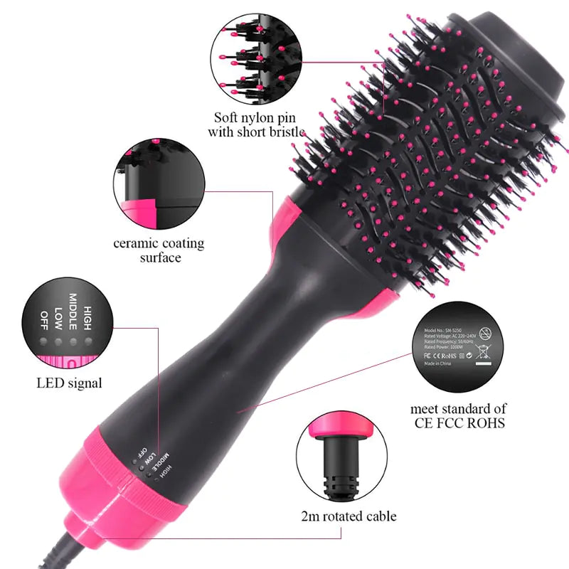 Multifunctional Hot Air Brush Hair Straighter, Roller